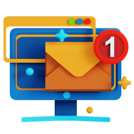 E-mail no computador  3D Icon