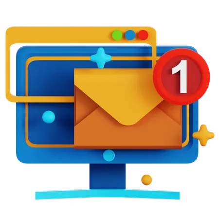 E-mail no computador  3D Icon