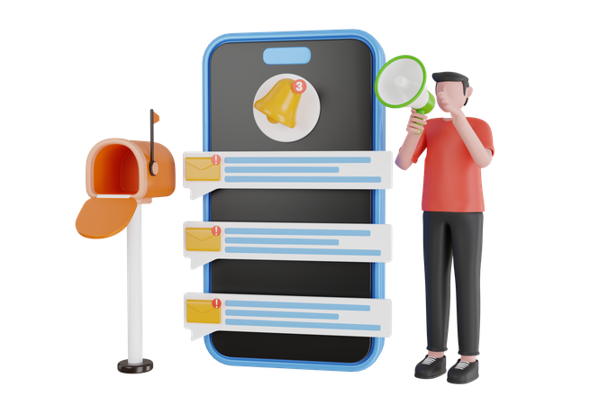 Email notification alerts for new messages  3D Icon