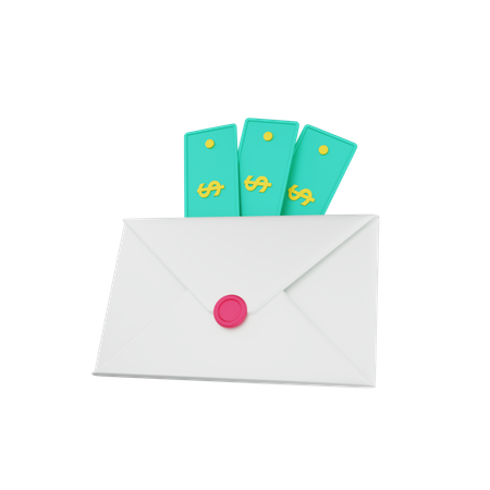 Email with dollar bills  3D Icon