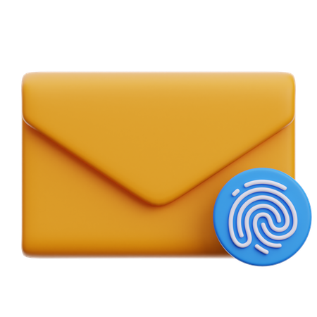 Email With Fingerprint Security  3D Icon