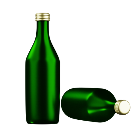 Embalaje de botella de vidrio verde  3D Icon