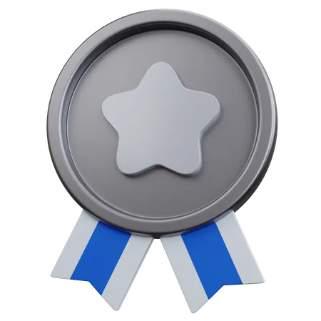 Medalha De Estrela De Prata De Renderizacao 3 D Isolada 3D Icon