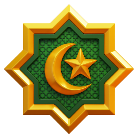 Emblema islâmico estrela e crescente  3D Icon
