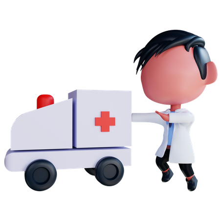 Emergency ambulance doctor  3D Illustration