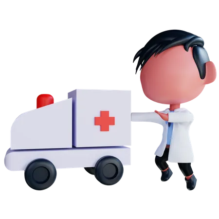 Emergency ambulance doctor  3D Illustration