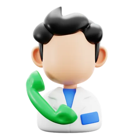Male Doctor Call By Telephone Consultation Treatment Medical Hospital 3 D Icon Illustration Render Design 3D Icon