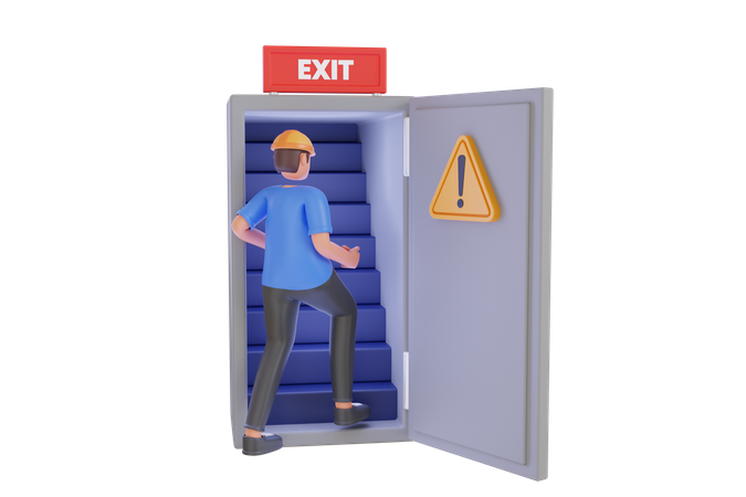 Emergency Exit Door  3D Illustration