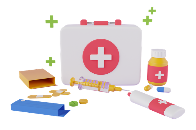Emergency first aid kit  3D Illustration