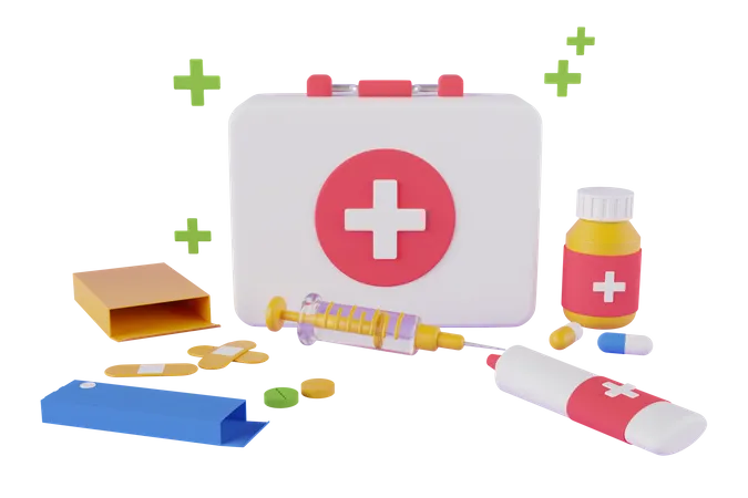 Emergency first aid kit  3D Illustration