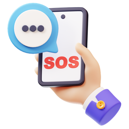 Emergency Message with Hand Holding Smartphone  3D Icon
