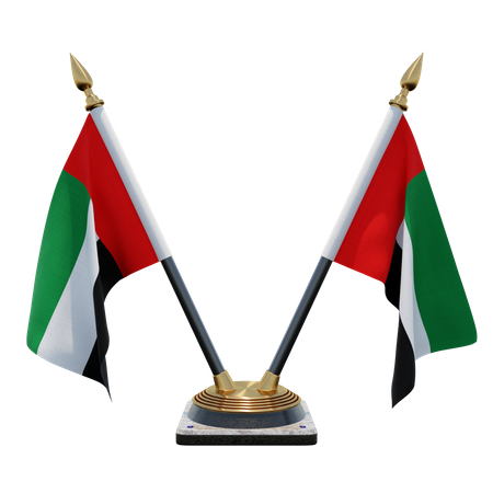 Soporte de bandera de escritorio doble de los Emiratos Árabes Unidos  3D Flag