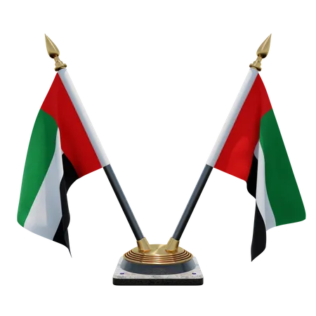 Soporte de bandera de escritorio doble de los Emiratos Árabes Unidos  3D Flag