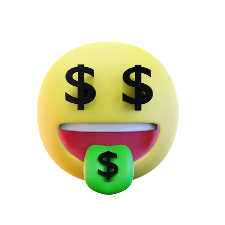 3 D Render Money Face Emoji 3 D Illustration 3D Icon