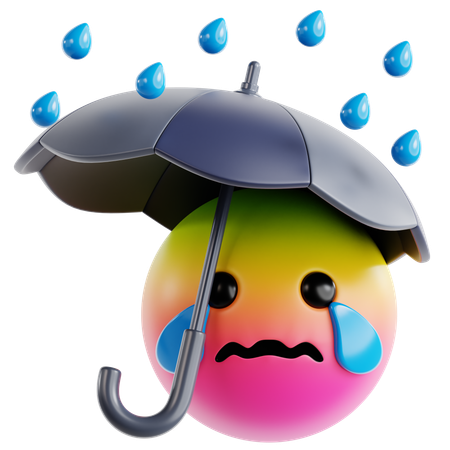 Emoji A Rainy Scene With Umbrella  3D Icon