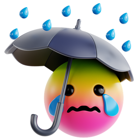 Emoji A Rainy Scene With Umbrella  3D Icon