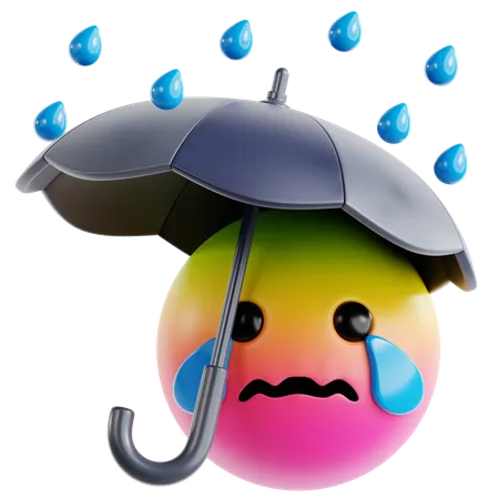 Emoji A Rainy Scene With Umbrella  3D Icon