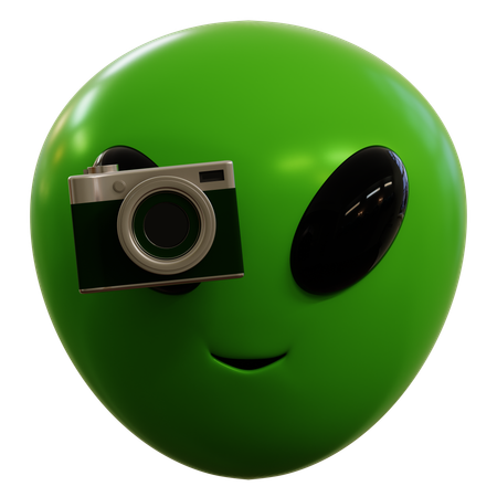 Emoji-Alien, das ein Foto macht  3D Icon