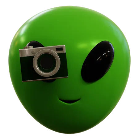 Emoji-Alien, das ein Foto macht  3D Icon