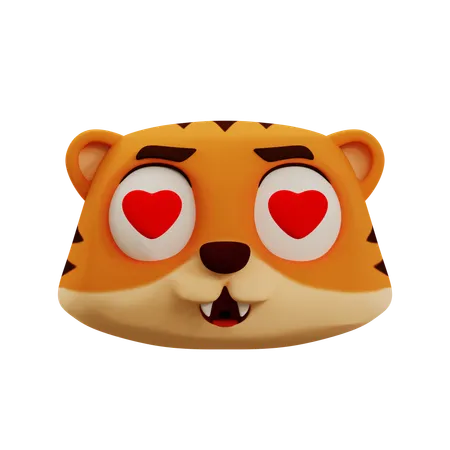 Emoji de amor de tigre fofo  3D Icon