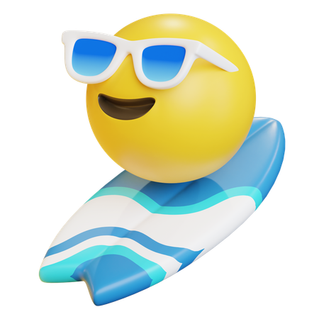 Emoji andando de prancha de surfe  3D Icon
