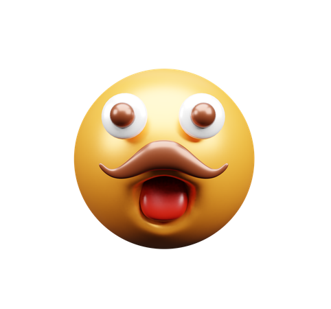 Emoji avec moustache  3D Icon