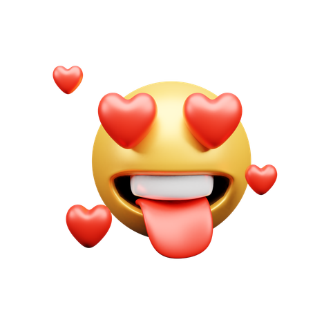 Emoji com amor e língua de fora  3D Icon