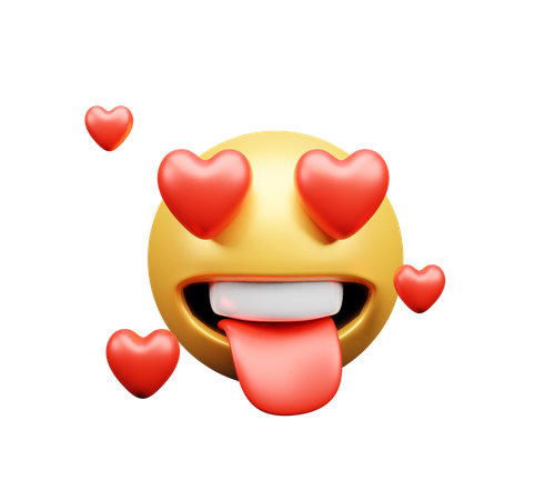 Emoji con amor y lengua afuera.  3D Icon