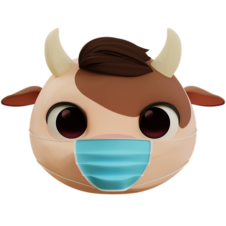 Emoji Cow Has Flu  3D Icon