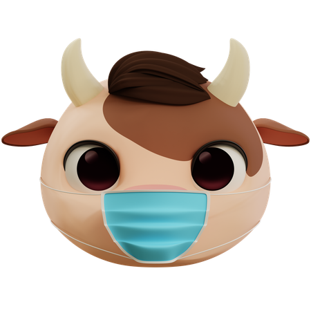 Emoji Cow Has Flu  3D Icon