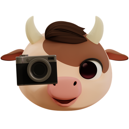 Emoji Cow Taking Photo  3D Icon