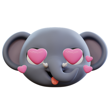Emoji de amor de elefante  3D Icon