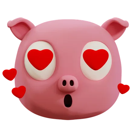 Emoji de amor de porco fofo  3D Icon