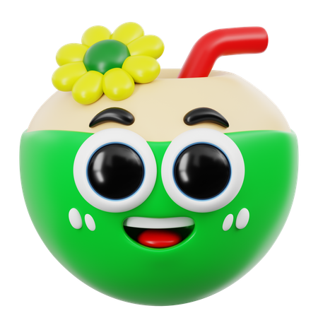 Lindo emoji de bebida de coco  3D Icon