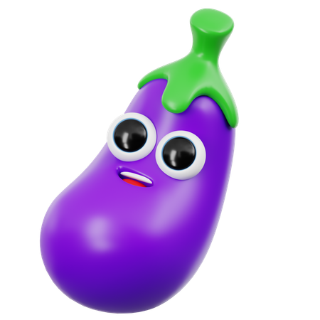 Lindo emoji de berenjena  3D Icon