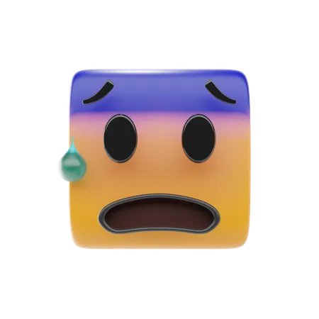 Cara ansiosa con emoji de sudor  3D Icon