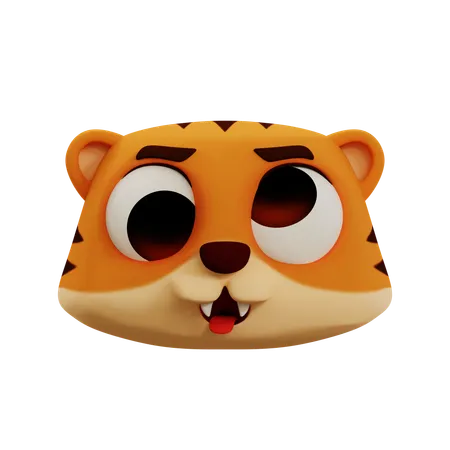Emoji de cara feia de tigre fofo  3D Icon