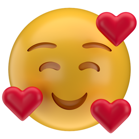 Cara sonriente con emoji de corazones  3D Icon