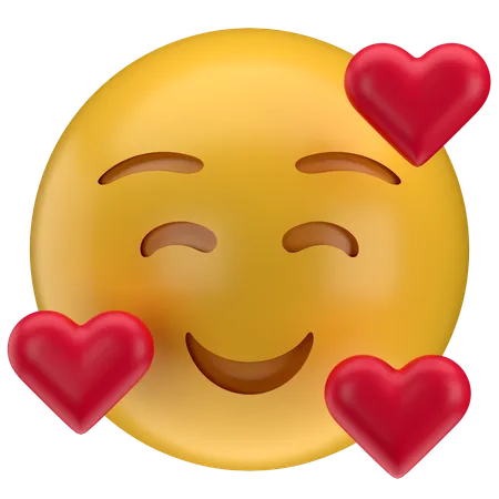 Cara sonriente con emoji de corazones  3D Icon