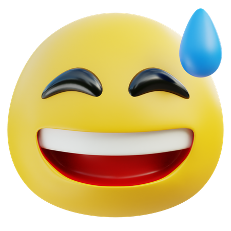 Rosto sorridente com emoji de suor  3D Icon