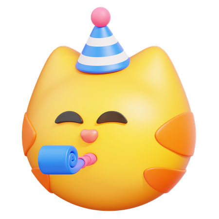 Emoji de chat de fête  3D Icon