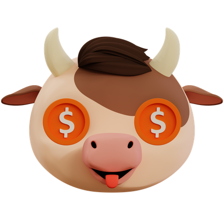 Emoji de dólar em olhos de vaca  3D Icon