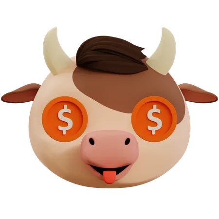 Emoji de dólar em olhos de vaca  3D Icon