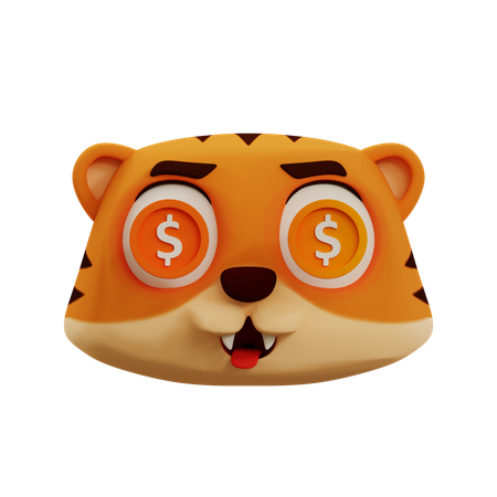 Emoji fofo de dólar tigre  3D Icon