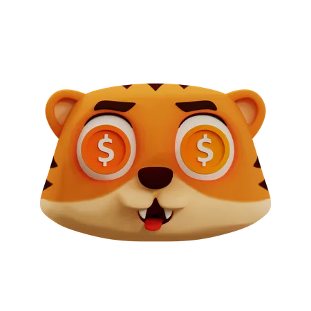 Emoji fofo de dólar tigre  3D Icon