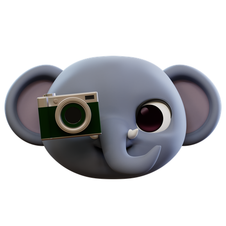 Emoji de elefante tomando una foto  3D Icon