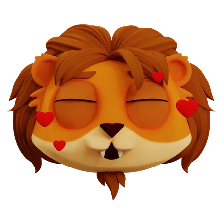 Emoji de leão fofo apaixonado  3D Icon