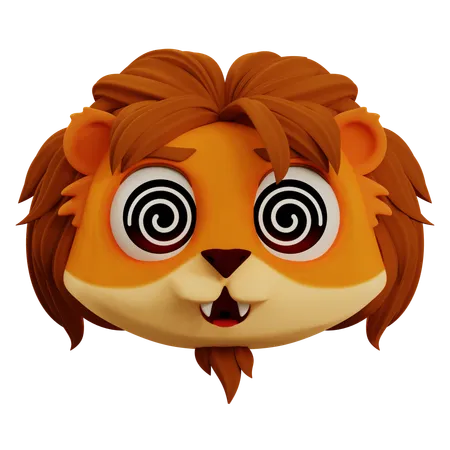 Leão fofo está tonto emoji  3D Icon