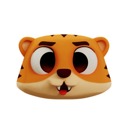 Emoji fofo de língua de tigre  3D Icon