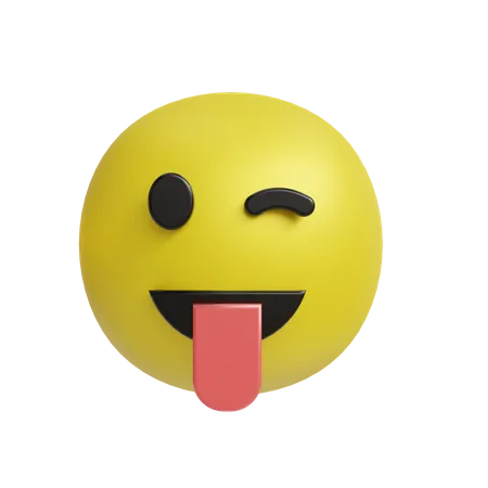 Emoji de língua presa e olho piscando  3D Icon